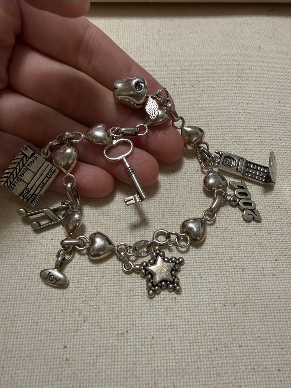 Vintage Stunning Sterling Silver 925 Heart Charm Bracelet 7’ in Retro 2000’ 925 - Picture 2 of 16